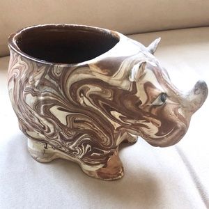 Rhino Marbled Clay Planter Decorative Container